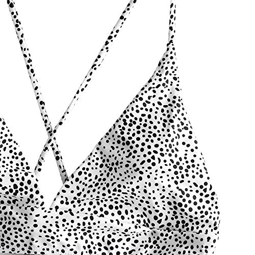 51DDpuD83XL ZAFUL Bikini de punto dálmata cruzado con estampado de leopardo, tirantes finos, bikini de corte alto ZAFUL Bikini de punto dálmata cruzado con estampado de leopardo, tirantes finos, bikini de corte alto - Imagen 4