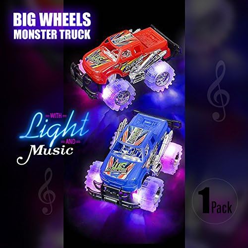 Light Up King Monster Truck with Vibrant Flashing LED Tires, 6 Inches Size, Lights &amp; Music Series, Ready to Run, Ultra-Fun Friction Powered Toy Truck for both Boys and Girls. Makes a Great Present.