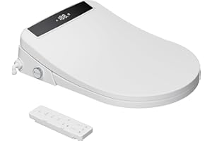 Hawkrown Electric Smart Bidet Toilet Seat, Upgraded Heated Bidet with Adjustable Instant Warm Water and Warm Dryer, Remote Control, Night Light, Slow Close Lid (Round 2 (Remote Control))