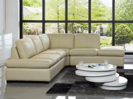 Canape D Angle En Cuir Onyx Ii Ivoire Angle Droit Amazon Fr