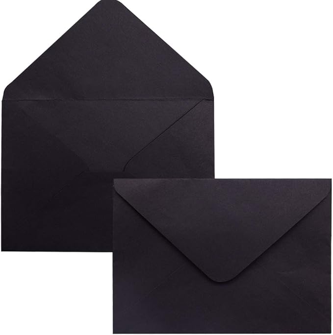 100PCS C6 Black Paper Envelope Triangle Seal Retro Simple Style for