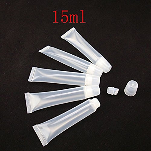 Ewanda store 30PCS 15ml Lip Gloss Balm Tubes Empty Clear Cosmetic Squeeze Tubes Soft Tubes for DIY Lip Gloss