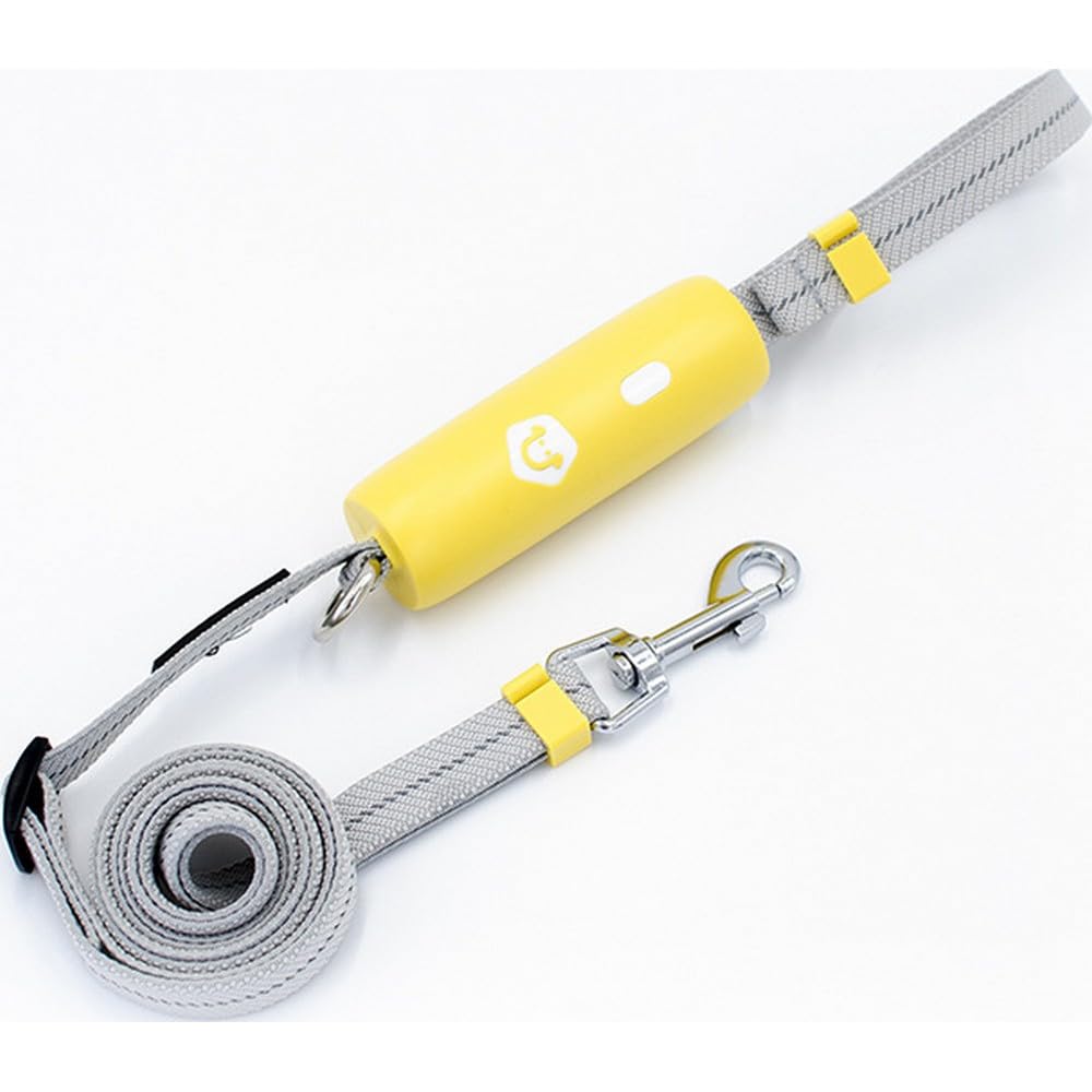 Adjustable and Length-Regulable Dog Leash SMILE ITEMS – Anti-Loss Hook Design, 1m to 1.6m Long for Comfortable and Safe Walks (Yellow)