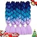 Alissa braiding hair jumbo braids hair synthetic box hair high temperature kanekalon hair for braids 5PCS/Lot 100g/Pc 24 inch(60CM) (Purple-Lake Blue-Light Purple)