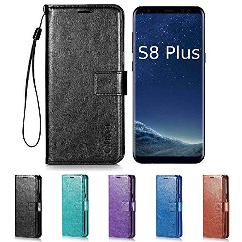 Samsung Galaxy S8 Plus Case, HLCT PU Leather Case, with Soft TPU Protective Bumper, Built-in Kickstand, Cash and Card Pockets (Black) - Thumbnail 6