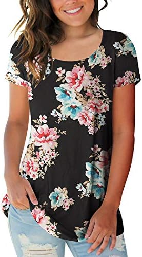 Sousuoty Women's Short Sleeve Scoop Neck T Shirt Casual Tops