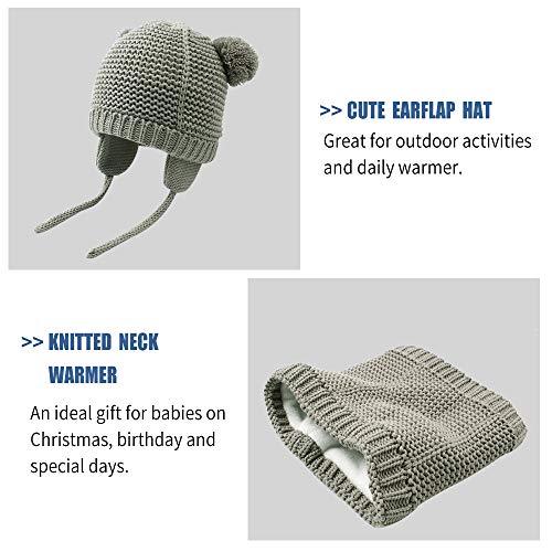 image for BAVST Baby Girls Boys Winter Hat Scarf Set Pompom Warm Knit Beanie and