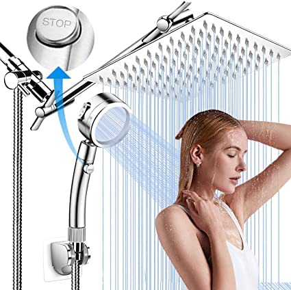 Photo 1 of 12 Inch 9 Setting Rain Shower Head with Handheld Spray ,Extension Arm