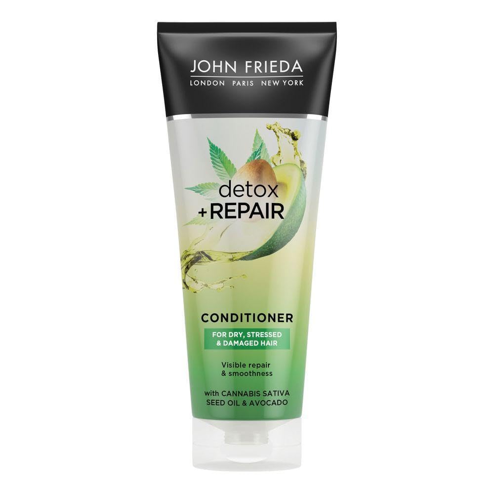 John Frieda Detox & Repair Conditioner 250 Ml, Hydrating And Smoothing Conditioner Dry, Stressed And Damaged Hair With Avocado Oil And Green Tea