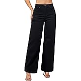 roswear Women's Wide Leg Jeans High Waisted Stretchy Denim Trouser Pants