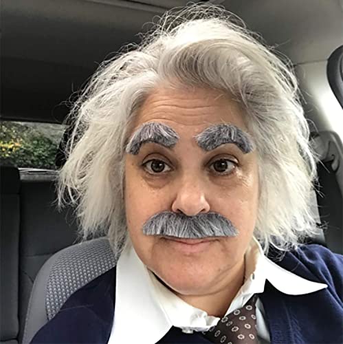Self Adhesive Beard Costume, Funny Facial Hair Fabric Made Old Man Beard Beard Dress Up For Halloween Party Fancy Dress Ball Cosplay(Black Gray
