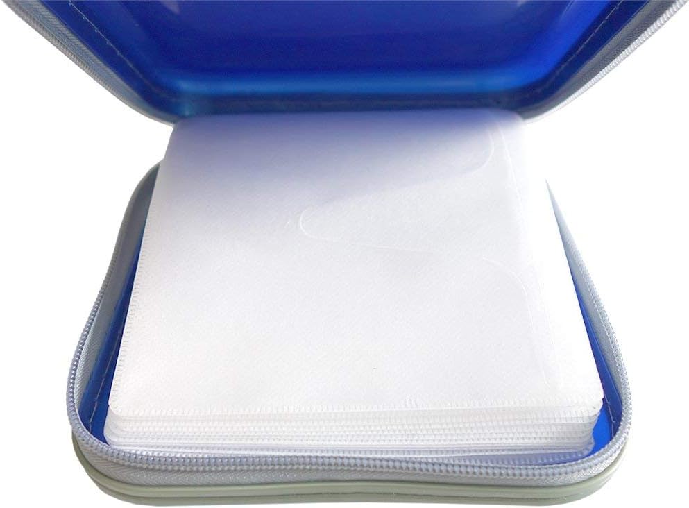 40 DVD/CD Case Holder with Extra Little Flap to Help The Disc Stay in Place Blue: Electronics