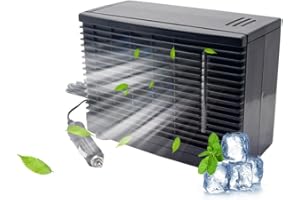 YOMTOVM 12V Car Air Condition Portable Dashboard AC Car Cooling Fan Blow Cold Air with Cigarette Lighter Plug in Universal Fit for Vehicles Truck RV SUV Boat Golf