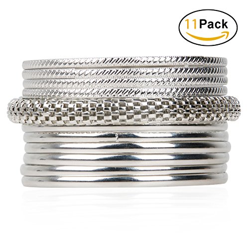 Tqs silver bangle bracelets multilayer charm indian ban…