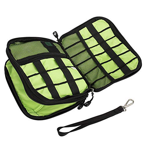 Electronics Accessories Organizer,Double Layer Waterproof Cable Organizer Bag,Multifunction Travel Gadget Bag Storage Cables, USB Flash Drive,iPad Mini and More