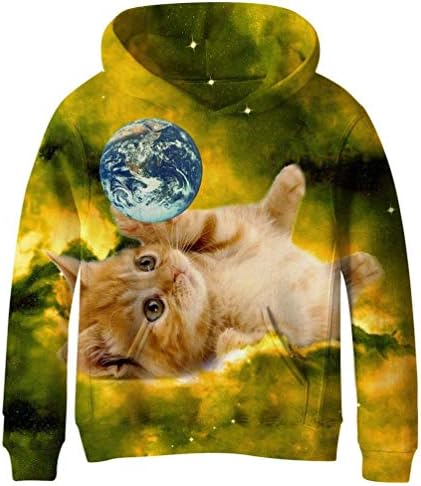 Euro Sky Big Girls Kids Blue Galaxy Pockets Sweatshirts Hooded Hoodies 4-16Y