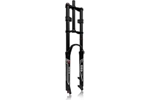 BSFHQS Bike Air Suspension Fork 26" 27.5" 29" Mountain Bike Fork 1-1/8" Straight Double Shoulder Downhill Front Fork 9 * 100mm QR Travel 180mm Rebound Adjustment Disc Brake Manual Lockout(Black,26in)