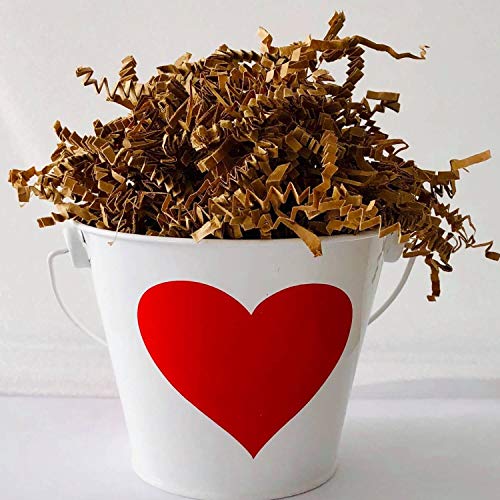 Crinkle Cut Paper Shred Filler for Packing and Filling Gift Baskets, Natural Craft Bedding in Brown Kraft Red Pink and White ... (2 LB, Kraft)