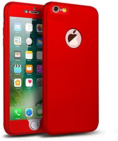 iPhone 6s Case, iPhone 6 Case, Monova Ultra Slim Soft 360 Degree Full Cover Protective Fingerprint Resistant Matte TPU Case with [Tempered Glass Screen Protector] for iPhone 6/6s (Red)