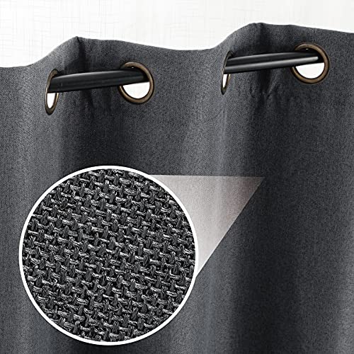 Bedsure Linen Curtains 96 inch Length 2 Panels Set, Blackout Grey