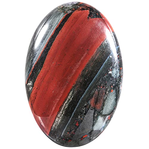 Rockcloud Polished Africa Bloodstone Palm Stone, Oval Worry Stone for Anxiety Stress Relief Home Office Table Decoration