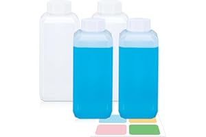 UMETASS 8oz Leak Proof Plastic Bottles with Caps, Laboratory Reagent Bottle, Reusable Small Pill Storage Containers for Travel, Classrooms, Home (4 pack translucent)