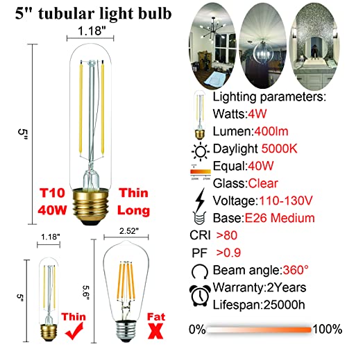 LiteHistory E26 LED Bulb 4W Equal 40 Watt Light Bulbs Daylight 5000K