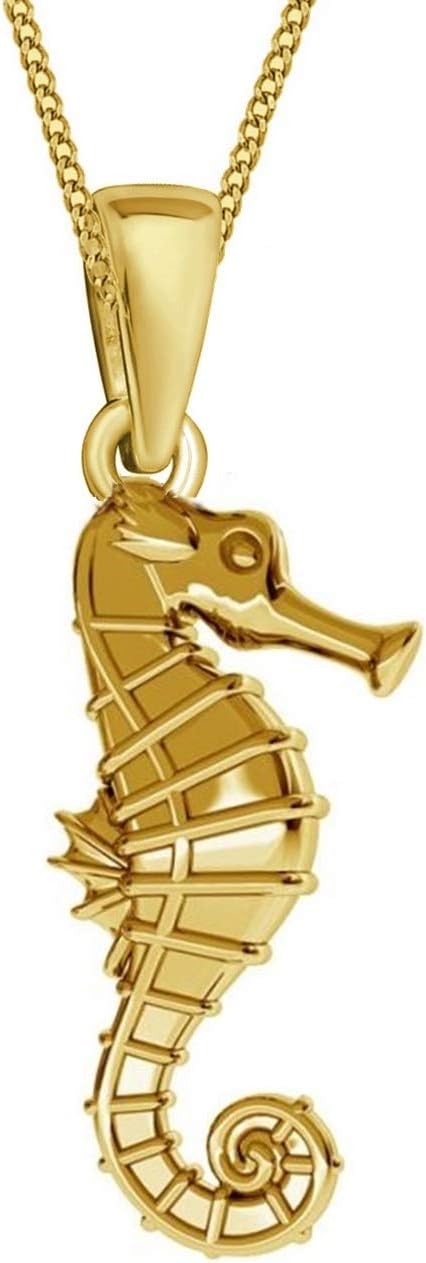 G-H Seahorse Pendant Necklace 925 Sterling Silver for Children Girls