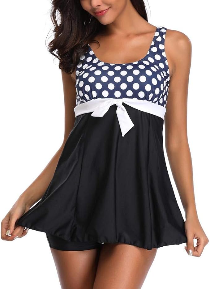 YEBIRAL Tankini Damen Bauchweg Übergröße Strandmode Polka-Punkt Druck ...