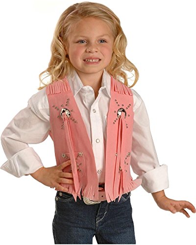 M & F Western Girls' Faux Suede Cowgirl Vest Pink Large