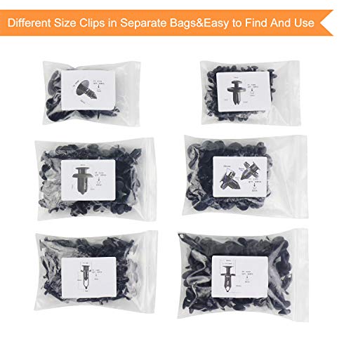 EZYKOO Universal Plastic Fender Clips,200 Pcs Push Bumper Fastener Rivet Clips with 6 Size Auto Body Retainer Clips Bumpers,Car Fender Replacement Compatible with GM, Ford & Chrysler,Honda,Accord - Thumbnail 6