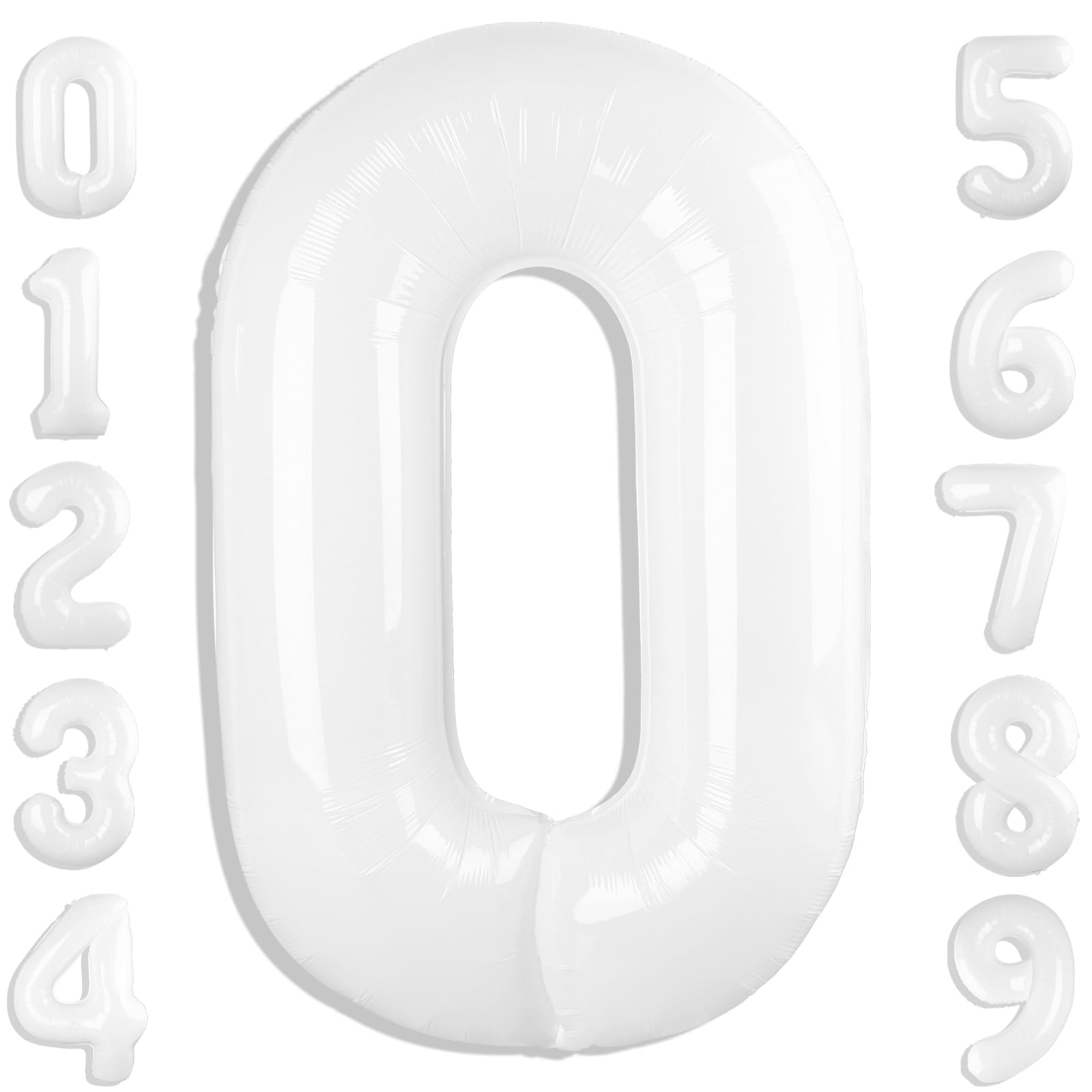 Photo 1 of Number 0 Balloons 40 Inch White Number Balloons for 10 20 30 40 50 60 70 80 90 100 Numbers Balloon Birthday Decorations Wedding Event Baby Shower