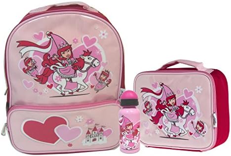 Bugzz Kids Stuff Children's School Bag Set - Backpack - Lunch Bag and Drinks Bottle (Princess)