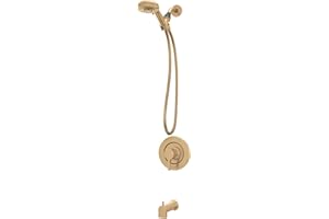 Moen Beric Bronzed Gold Single Handle Modern Tub and Shower Faucet with Handshower, Valve Included, 82775BZG