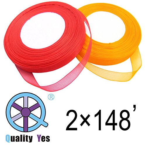2 Roll 1/2 Inch Wide Wire Edge Ribbon