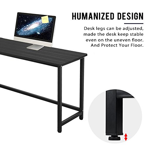 Corner Desk,Pexfix L-Shaped Wood Metal Corner Computer Desk PC Laptop Study Table with Bookshelf for Office or Home Use,Black - Thumbnail 3