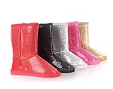 Fashion Sparkling Kids Shoes Slip-on Girls Youth Faux Fur Interior Winter Snow Boots New Without Box