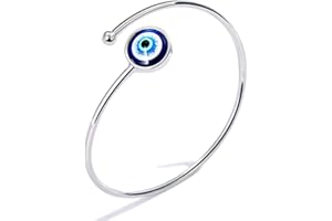 SmileBelle Silver Evil Eye Bracelets Jewelry for Women,Mexican Stainless Steel Bracelets, mal de ojo Protection Bracelets, Si