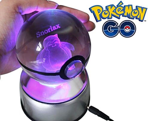 Pokemon Go Snorlax Engrave Laser Crystal 3D Led Light, Lamp (Color Light, Led Color Changer, Pikachu Toy) with Elegant Pokemon Gifts Box Included