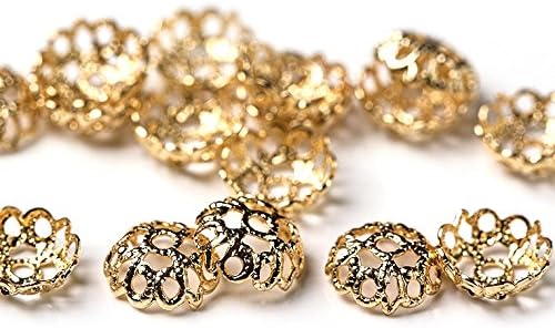 7 mm 20 pcs Jewelry Making Metal Flower Hollowed Gold Color Bead Caps Multi Petal Flower Cup Shape Beads