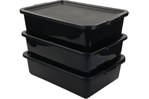 Pekky 13 L Food Service Bus Tubs with Lids, 3 Packs Commercial Tote Box, Black