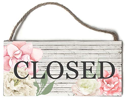 Reversible Open Closed Business Sign, Pretty Boutique Open Closed Sign, Boutique Signage, Rustic, Wooden Door Sign, Floral