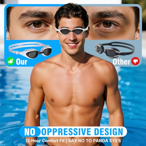 Ambienden Anti-fog Swimming Goggles General | Swimming Goggles Men Women for Adults UV Protection Waterproof | 3D Silicone Seal, Self-Adjusting Nose Bridge