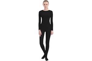 SUPRNOWA Crew Neck Full Body Unitard Spandex Footed/Footless Long Sleeve Bodysuit Unisex