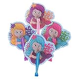 Kicko 10 Inch Folding Mermaid Paper Fan - 12 Pieces of Accordion Style Multicolored Assortment - Perfect for Dress Ups, Festivals, Birthday, School Shows, Novelties, Party Favor and Supplies