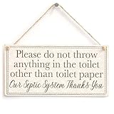 Meijiafei Please do not throw anything in the toilet other than toilet paper Our Septic System Thanks You - Polite and Informative Septic Tank Sign 10