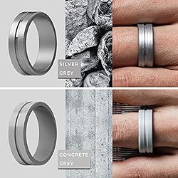ThunderFit Silicone Wedding Rings For Men, Beveled