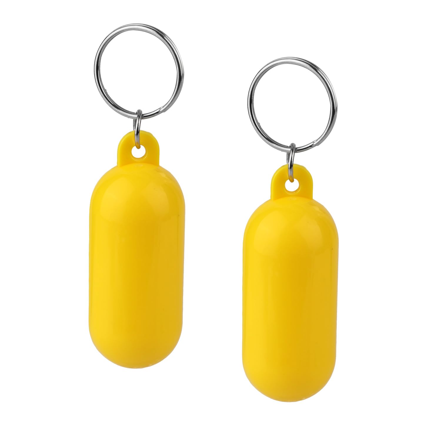 NQEUEPN Floating Key Fob, 6.5 x 2.5 cm, Yellow Float for Keys, Boat, Oval Shape, Plastic, Floating Key Ring for Boating, Surfing, Rowing, Fishing, Outdoor Sports, Pack of 2