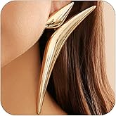 Gold Statement Large Earrings for Women, Exaggerated Big Irregular Geometric Stud Earring Asymmetrical Vintage Minimalist Y2k Party Ear Jewelry Gifts