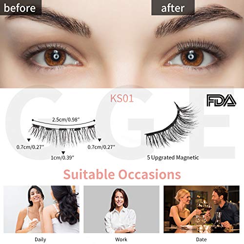 Botabay Magnetic Eyeliner Kit, Cotains 2Pairs 3D Magnetic False Eyelashes - Natural & Thick Reusable Lashes/Waterproof/Anti-Smudge/No Glue Needed,Comes with Applicator Eyelash Storage Case, 4ml - Thumbnail 5
